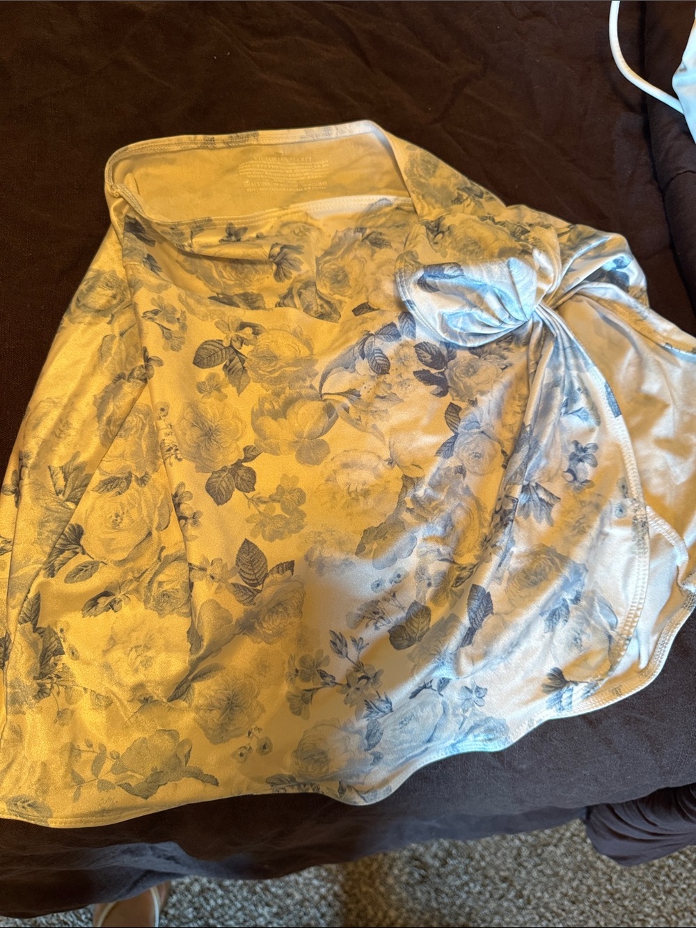 Floral Blue-Print A-Line swimsuit cover up